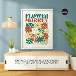 Abstract Botanical Prints, Flower Market Print, Boho Home Decor, Botanical Wall Art Print