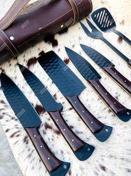 hand forged chef knives set of 7 pcs bbq knife kitchen knife gift for her gift