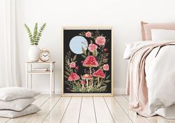 Cross Stitch Pattern Mushrooms And Flowers Embroidery Counted Cross Stitch Pattern Witchy Cross Stitch Forest Small Cros