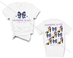 Jasmine and co. sublimation design png bundle front and back shoes and bow shirt vacation magic princess