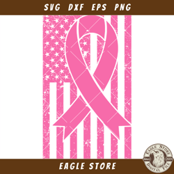 Pink Ribbon USA Flag Svg, Fight Cancer Svg, Cancer Ribbon