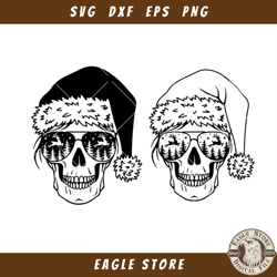 2 file Skull Christmas Svg, Santa Skull Svg, Skull Christmas