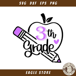 3th Grade Apple Svg, First Day of School Svg, 3th Grade