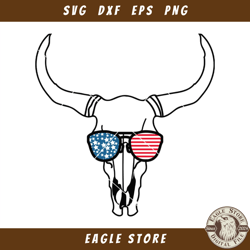 4th Of July Cow Skull With Sunglasses America Svg, Cow Skull