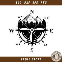 Adventure Mountains With Compass Svg, Adventure Mountains
