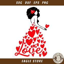 Afro Girl Heart Svg, Afro Woman Love Svg, Valentines Day Svg