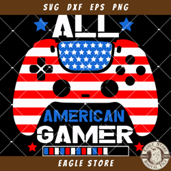 All American Gamer Svg, 4th of July Gamer Svg, American Svg