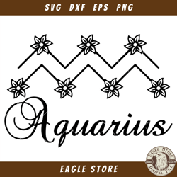 Aquarius Zodiac Signs with Flowers Svg, Aquarius Zodiac