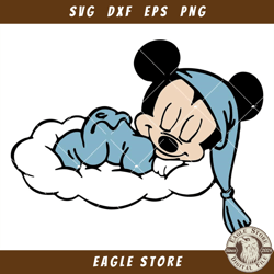 Baby Mickey with Sweet Dreams Svg, Mickey Sleeping on Cloud