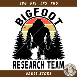 Bigfoot Research Team Svg, Retro Sunset Sasquatch Svg