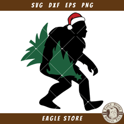 Bigfoot with Christmas Tree Svg, Funny Christmas Svg