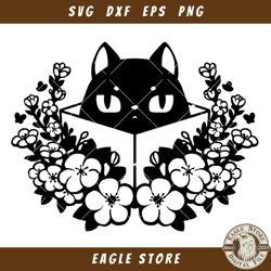 Black Cat In The Box Svg, Black Cat with Flower Svg, Cats