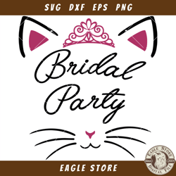 Bridal Party Cat Svg, Bachelorette Party Svg, Meow