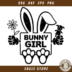 Bunny Girl Svg, Happy Easter Svg, Cute Bunny Svg