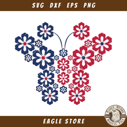 Butterfly Flower Svg, American Flag Svg, 4th of July Svg