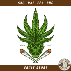 Cannabis Skull Svg, Joint Weed Smoke Svg, Mexican Skull Svg