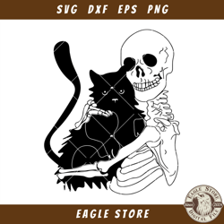 Cat and Skeleton Funny Svg, Cat Gothic Svg, Cats Lover Svg