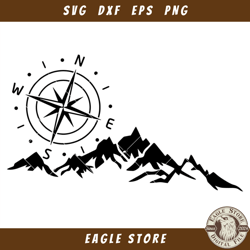 Compass and Mountain Svg, Off Road Compass Svg, Discovery