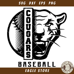 Cougar Baseball Svg, Team Spirit Svg, Baseball Logo Svg