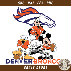 Denver Broncos Donald Duck Mickey Pluto Svg, Broncos Babies