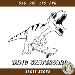 Dino on Skateboard Svg, Dino with SunGlasses Svg, Dinosaur