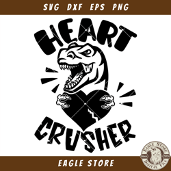 Dinosaur T Rex Heart Valentines Day Svg, Heart Crusher Svg