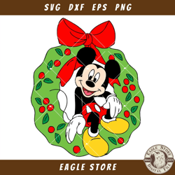 Disney Mickey Christmas Party Svg, Christmas Wreath Svg