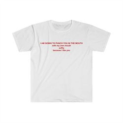 I am Going to Punch You in the Mouth with my mouth softly because i like you Funny Meme T Shirt