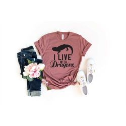 I Live with Dragons Shirt, Pet Reptile Lover Gift, Bearded Dragon Lover Shirt, Bearded Dragon Owner Gift, Beardies Shirt