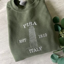 Embroidered  Italy Sweatshirt, Pisa Italy Sweatshirt, Gift for Her, Christmas Gift, Crewneck Sweatshirt, Tower of Pisa,