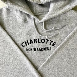 Embroidered Charlotte North Carolina Embroidered Sweatshirt, Charlotte Sweatshirt, Embroidered  Gift, Gift for Him, Gift