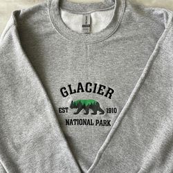 Embroidered Glacier National Park Sweatshirt, Montana Sweatshirt, Gift for Him, Gift for Her, National Park Shirt, Fall