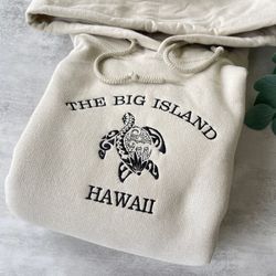 Embroidered The Big Island Hawaii Sweatshirt, Hawaii Hoodie, The Big Island Crewneck Sweatshirt, Graphic Sweatshirt, Tre