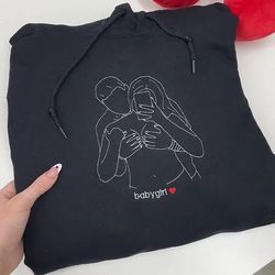 Custom Embroidered Spicy Sweatshirt for Boyfriend, Portrait Sweatshirt from Photo, Valentine Gift for Him, Line Art Phot