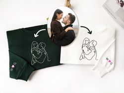custom embroidered sweatshirt portrait from photo, outline photo sweatshirt,couple hoodie,valentines day gift,couple gif