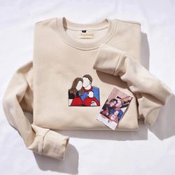 Customized Family Photo Embroidered Sweatshirt, Gift for Fathers Day, Gift for Mothers Day, Family Embroidered Hoodie, G