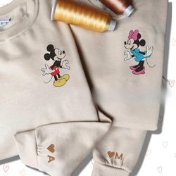 Embroidered Mickey and Minnie Sweatshirt, Embroidered couple Disneyland, Disney Valentines Couple Sweatshirt, Disney Tri