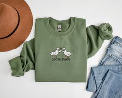 Embroidered Goose Bumps Sweatshirt  Silly Goose Crewneck  Embroidered Duck Sweatshirt