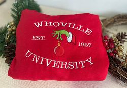 Embroidered Whoville University shirt, Sweatshirt - Christmas shirt, Cute Christmas Shirt