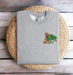 Embroidered Bigfoot Christmas Sweatshirt Christmas Bigfoot Sweatshirt Women Christmas Sweater Crewneck Ugly Xmas Winter