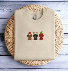 Embroidered Christmas Dog Sweatshirt Dachshund Dog Christmas Sweatshirt Women Christmas Sweatshirt Christmas Crewneck Sw