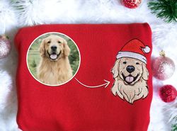 Embroidered Christmas Personalize Dog From Your Photo Sweatshirt Custom Dog Christmas Sweater Women Christmas Crewneck W