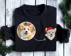 Embroidered Custom Christmas Dog From Your Photo Sweatshirt Personalize Dog Christmas Sweater Women Christmas Sweatshirt