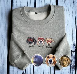 Embroidered Custom Dog Cat From Your Photo Sweatshirt Personalize Cat Dog From Your Photo Sweatshirt Custom Valentines C