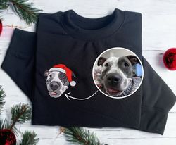 embroidered custom dog from your photo christmas sweater crewneck christmas personalize dog sweatshirt christmas women c