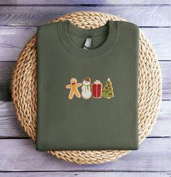 Embroidered Gingerbread Cookies Christmas Sweatshirt Christmas Tree Sweatshirt Women Christmas Sweater Crewneck Winter S
