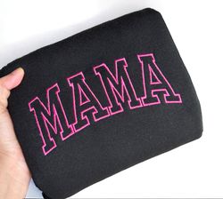 Embroidered MAMA Neon Puff Pink Sweatshirt Hot pink Mom Mama Sweatshirt Mothers Day Gift Cool Mom First Mothers Day Gift
