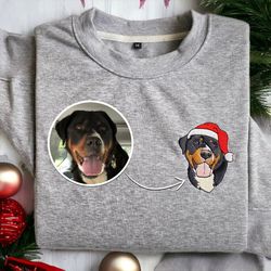 Embroidered Personalize Christmas Dog From Your Photo Sweatshirt Custom Dog Christmas Sweater Women Christmas Sweatshirt
