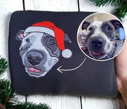 embroidered personalize dog from your photo christmas sweater crewneck custom dog christmas sweatshirt shirt women chris
