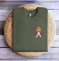 Embroidered Valentine Dog Sweatshirt Embroidered Beagle Dog Sweatshirt Beagle Dog Valentine Sweater Crewneck Dog Valenti